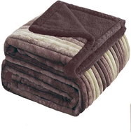 4sleep Microplush blanket sheep/lamb 160 × 200 cm, Stripes brown - Blanket