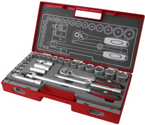 Fortum (4700014) sockets, set of 27, 1/2", 61CrV5 - Drive Socket - Main image