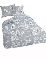4sleep Flowers leaves grey 450-2 cotton sateen 140 × 200 + 70 × 90 - Bed Linen