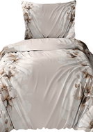 4sleep Flannel bedding 140 × 200 cm + 70 × 90 cm, Rose pink on beige - Bed Linen