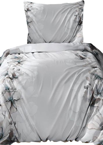 4sleep Flannel bedding 140 × 200 cm + 70 × 90 cm, Rose pink on grey - Bed Linen - Main image