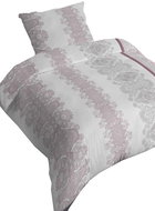 4sleep Cotton satin bed linen 140 × 200 cm + 70 × 90 cm, Ornaments pink/grey 3559 A - Bed Linen