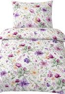 4sleep Cotton satin bedding 140 × 200, 70 × 90 cm, Purple flowers - Bed Linen