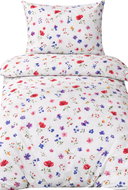 4sleep Cotton satin bedding 140 × 220, 70 × 90 cm, Poppy meadow on white - Bed Linen