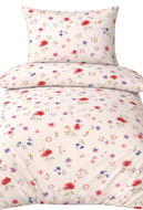 4sleep Cotton satin bedding 140 × 200, 70 × 90 cm, Poppy meadow on beige - Bed Linen