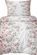 4sleep Cotton satin bedding 140 × 200, 70 × 90 cm, Pink flowers on white - Bed Linen