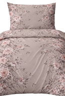 4sleep Cotton satin bedding 140 × 200, 70 × 90 cm, Beige flowers - Bed Linen