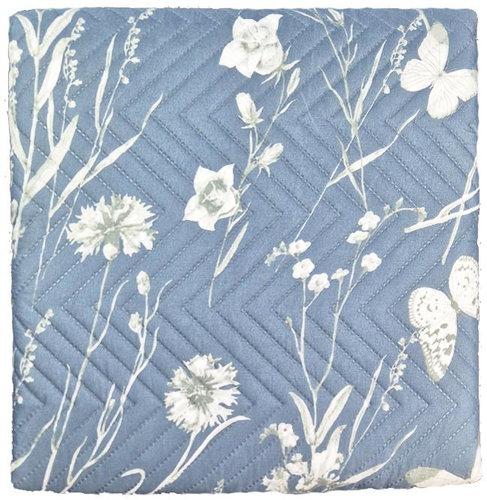 4sleep Reversible bedspread 200 × 220 cm - flowers blue/grey - Bed Cover - Main image