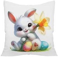 4sleep Easter pillowcase with velour zipper, 40 × 40 cm, Bunny with daffodil and eggs - Pillowcase