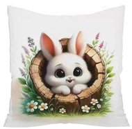 4sleep Easter pillowcase with zipper velour, 40 × 40 cm, Bunny in a stump - Pillowcase