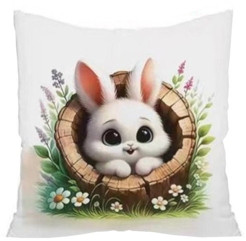 4sleep Easter pillowcase with zipper velour, 40 × 40 cm, Bunny in a stump - Pillowcase - Main image