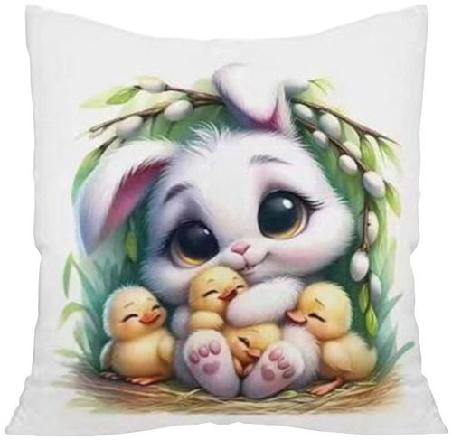 4sleep Easter pillowcase, velour, 40 × 40 cm, Bunny and little ducklings - Pillowcase - Main image