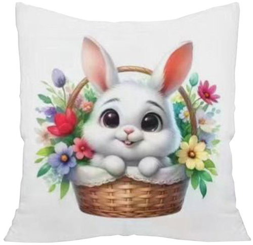 4sleep Easter pillowcase with zipper velour, 40 × 40 cm, Bunny in a basket - Pillowcase - Main image
