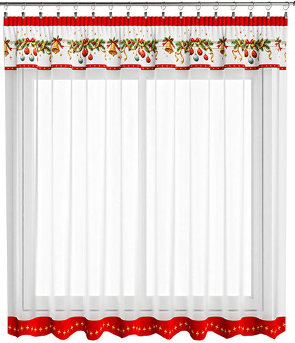 4sleep Finished Christmas curtain 300 × 140 cm, Flasks of red - Curtain - Main image