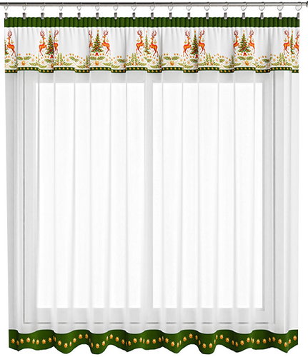 4sleep Finished Christmas curtain 300 × 140 cm, Green deer - Curtain - Main image