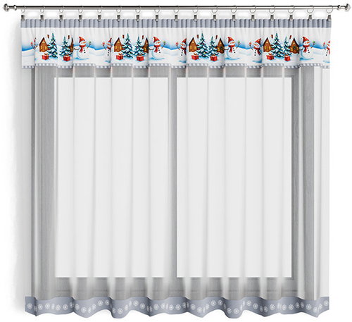 4sleep Finished Christmas curtain 300 × 140 cm, Snowmen blue - Curtain - Main image