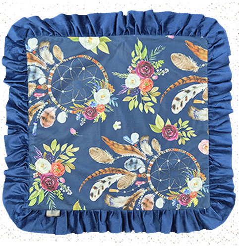 4sleep Zippered velour cover with ruffle 40 × 40 cm dark blue - Pillowcase - Main image