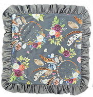 4sleep Zippered velour cover with ruffle 40 × 40 cm dark grey - Pillowcase