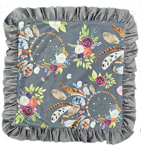 4sleep Zippered velour cover with ruffle 40 × 40 cm dark grey - Pillowcase - Main image