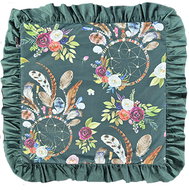 4sleep Zippered velour cover with ruffle 40 × 40 cm dark green - Pillowcase