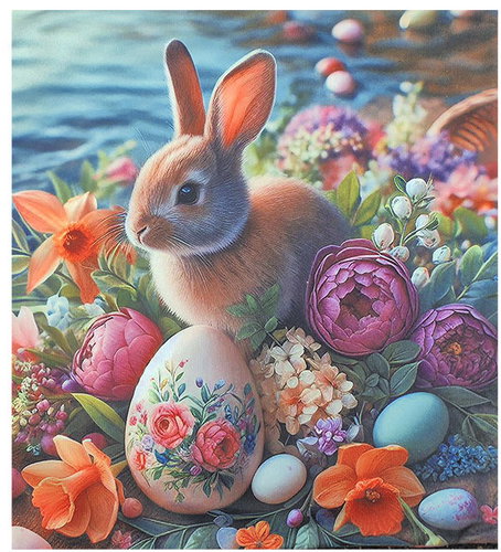 4sleep Easter pillowcase 40 × 40 cm rabbit in the meadow - Pillowcase - Main image