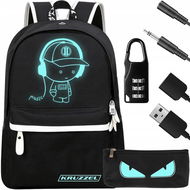 KRUZZEL 19374 Chytrý svítící batoh s USB, penál, zámek - Children's Backpack