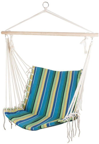 VERK Hamaka II hanging armchair, green-blue, thin stripe - Hanging Chair - Main image