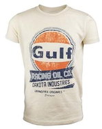Gulf tričko Oil Racing béžové - Tričko
