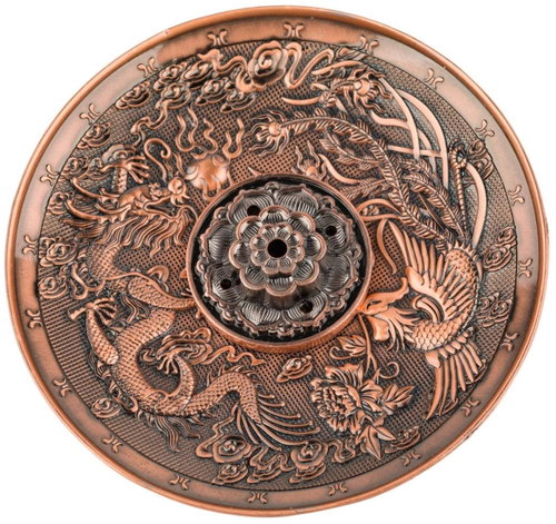 FENGSHUIHARMONY Stand with plate for scented sticks dragon and phoenix - Incense Holder - Main image