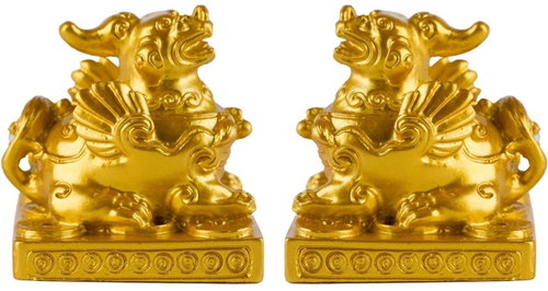 Fengshuiharmony Pair of golden Pi yaov 4,3cm - Decoration - Main image