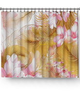 4sleep Finished curtain 150 × 250 cm with feather print pink/gold - Drape