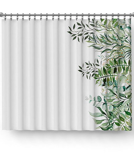 4sleep Finished curtain 150 × 250 cm with green leaves print - Drape - Main image