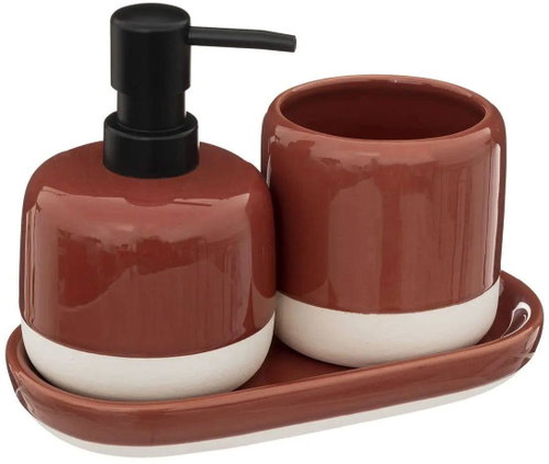 5five Simply Smart Bathroom Set Solar 2in1, Dispenser and Cup Red - Soap Dispenser - Main image