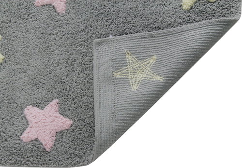 Bio kusový, ručně tkaný Tricolor Stars Grey-Pink 120×160 cm - Koberec - Main image