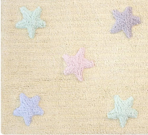 Bio kusový, ručně tkaný Tricolor Stars Vanilla 120×160 cm - Koberec - Main image