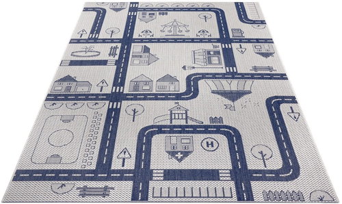 Dětský kusový Flatweave Kids Rugs 104876 Cream/Blue 120×170 cm - Koberec - Main image