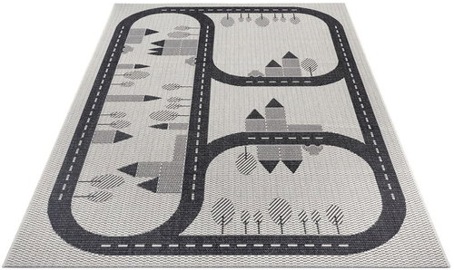 Dětský kusový Flatweave Kids Rugs 104877 Cream/Blue 80×150 cm - Koberec - Main image