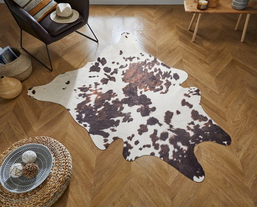 Kusový Fau× Animal Cow Print Black/White 155×190 tvar kožešiny cm - Koberec - Main image