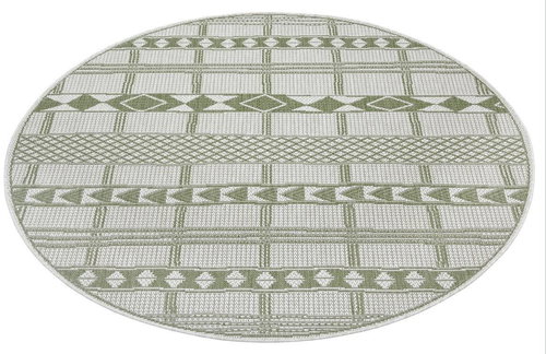 Kusový Flatweave 104853 Green/Cream kruh 160×160 cm kruh - Koberec - Main image