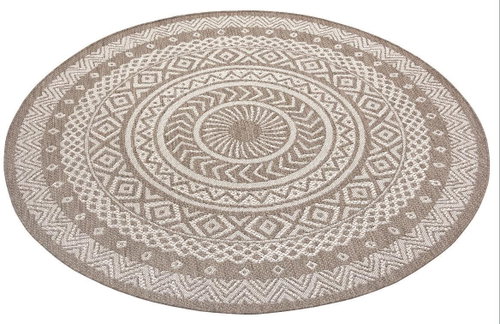 Kusový Flatweave 104854 Light-brown/Cream 160×160 cm kruh - Koberec - Main image