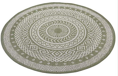 Kusový Flatweave 104858 Green/Cream 160×160 cm kruh - Koberec - Main image