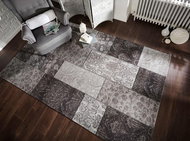 Kusový Manhattan Patchwork Chenille Black/Grey - Koberec