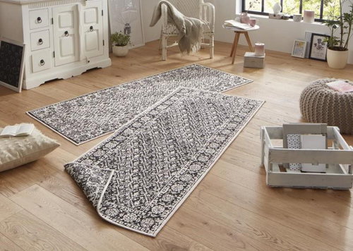 Kusový Twin-Wendeteppiche 103113 schwarz creme 80×250 cm - Koberec - Main image