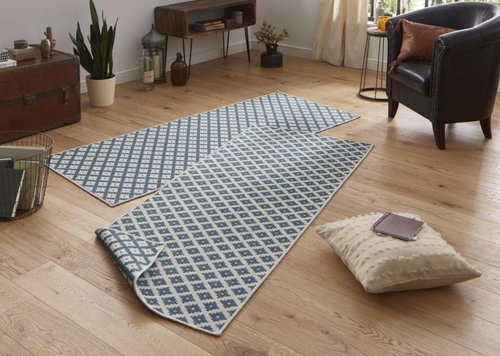 Kusový Twin-Wendeteppiche 103128 blau creme 80×350 cm - Carpet - Main image