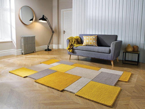 Hand tufted piece Abstract Collage Ochre/Natural 200×290 cm - Carpet - Main image