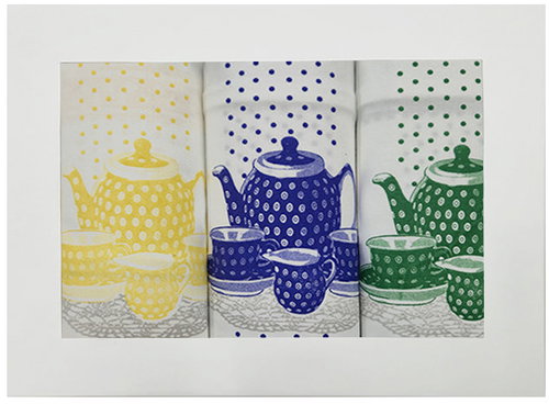 4sleep Set of kitchen cotton tea towels, 3 pcs, Tea service dot - Kitchen Towel - Main image