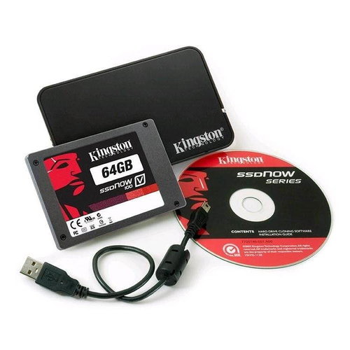 Kingston SSDNow V100 Series 64GB Notebook kit Main image Kingston SSDNow V100 Series 64GB Notebook kit - SSD - Main image