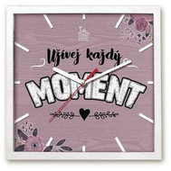 Nekupto Dárkové hodiny čtvercové Užívej každý moment Sladký domov - Nástěnné hodiny