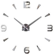 KIK Designové 3D nalepovací hodiny 120 cm stříbrné - Nástěnné hodiny