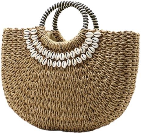 eCa T162 Wicker handbag with shells brown - Handbag - Main image